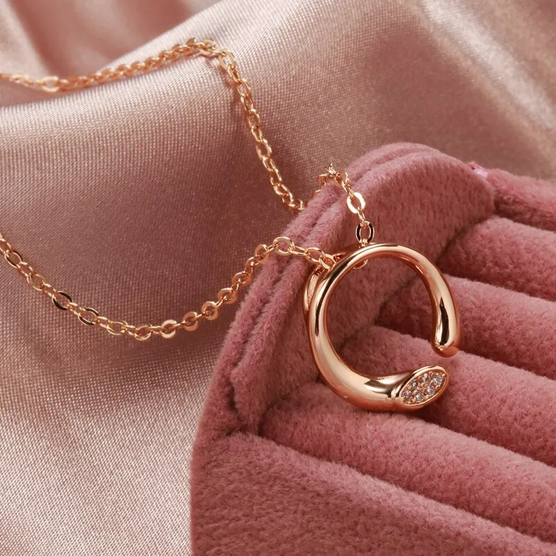 Natural Zircon Necklace For Women 585 Rose Gold Bridal Wedding Necklace