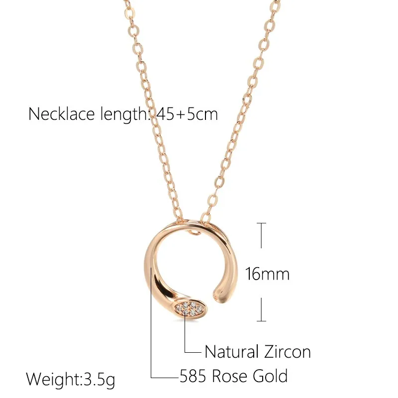 Natural Zircon Necklace For Women 585 Rose Gold Bridal Wedding Necklace