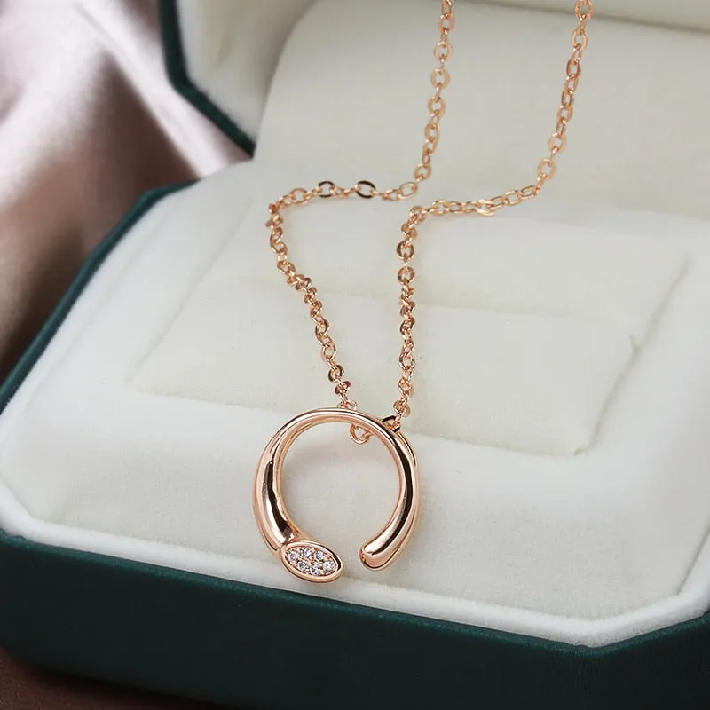 Natural Zircon Necklace For Women 585 Rose Gold Bridal Wedding Necklace