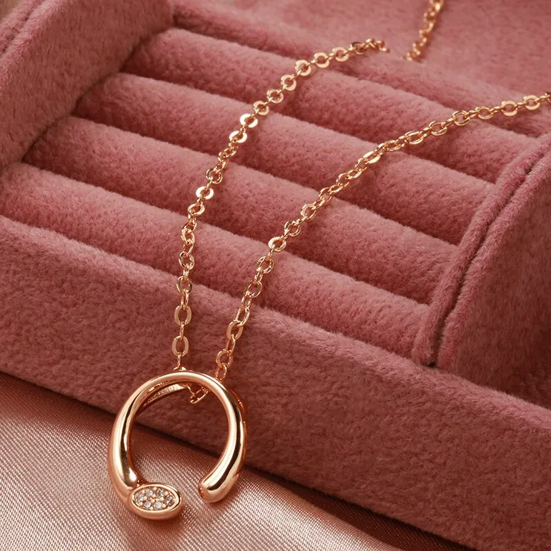 Natural Zircon Necklace For Women 585 Rose Gold Bridal Wedding Necklace