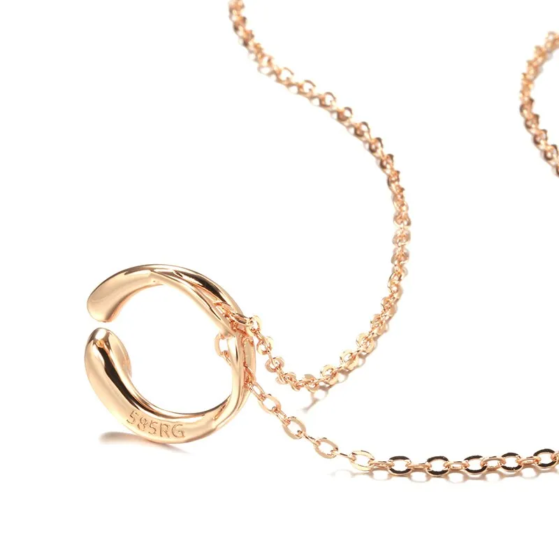 Natural Zircon Necklace For Women 585 Rose Gold Bridal Wedding Necklace