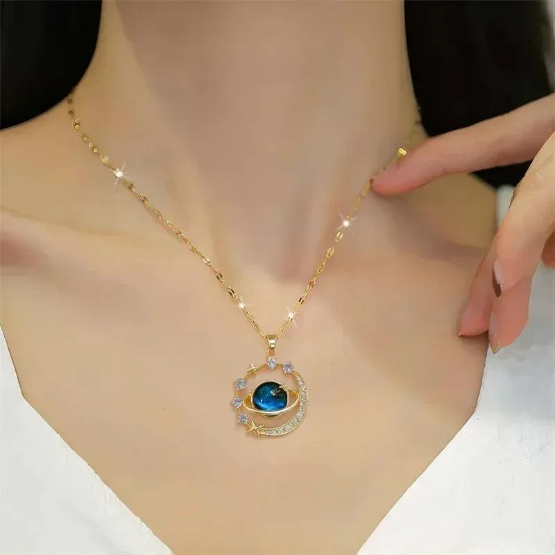 New Arrival Delicate and Beautiful Starry Pendant Necklace With Micro-Inlaid AAA Zirconium Crsytals - Luxury Pendant