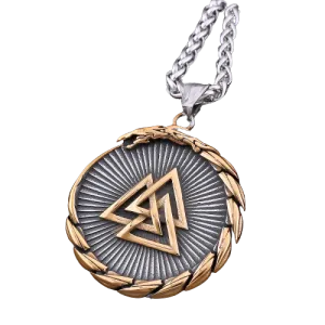 Nordic Valknut Vegvisir Necklace - Gold
