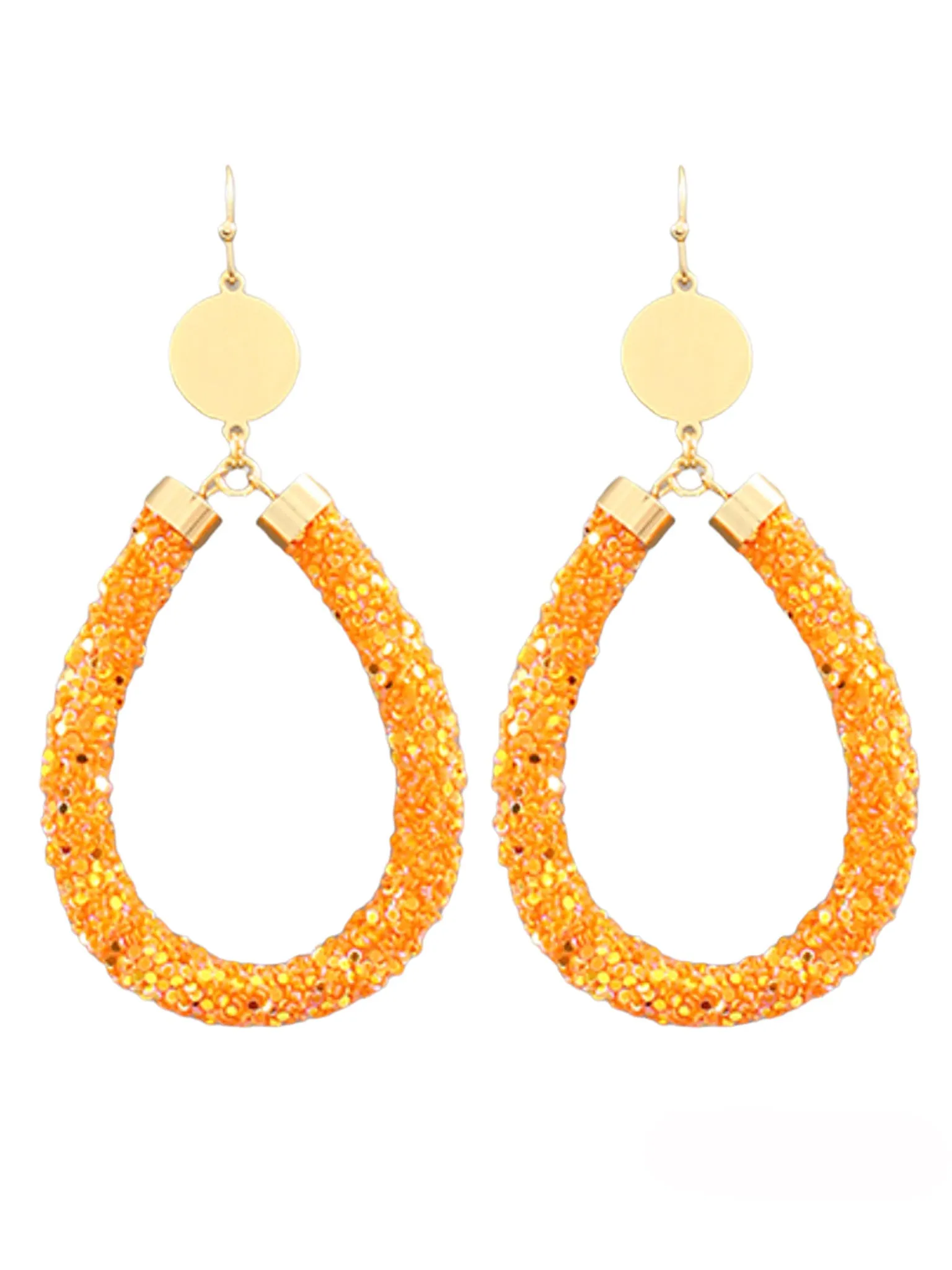 Orange Teardrop Sparkling Tube Earrings