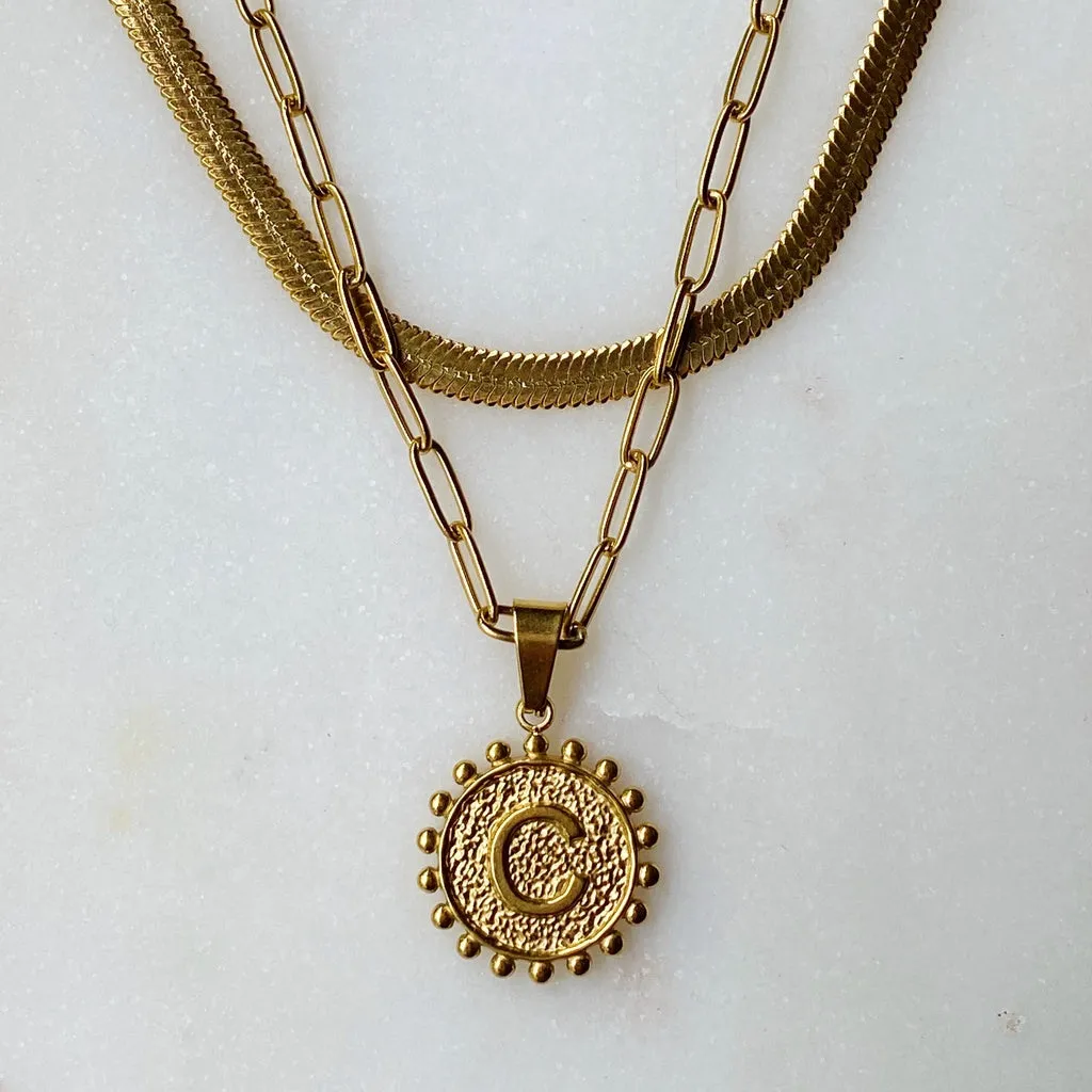 Original Double Chain Initial Necklace Prepack