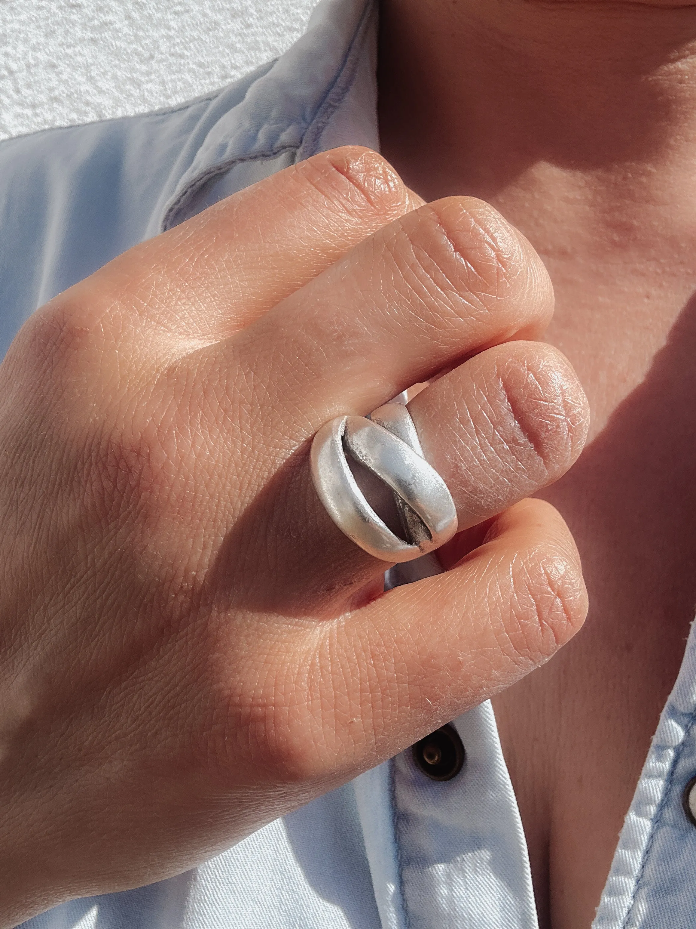 Overlapping Bands Adjustable Ring