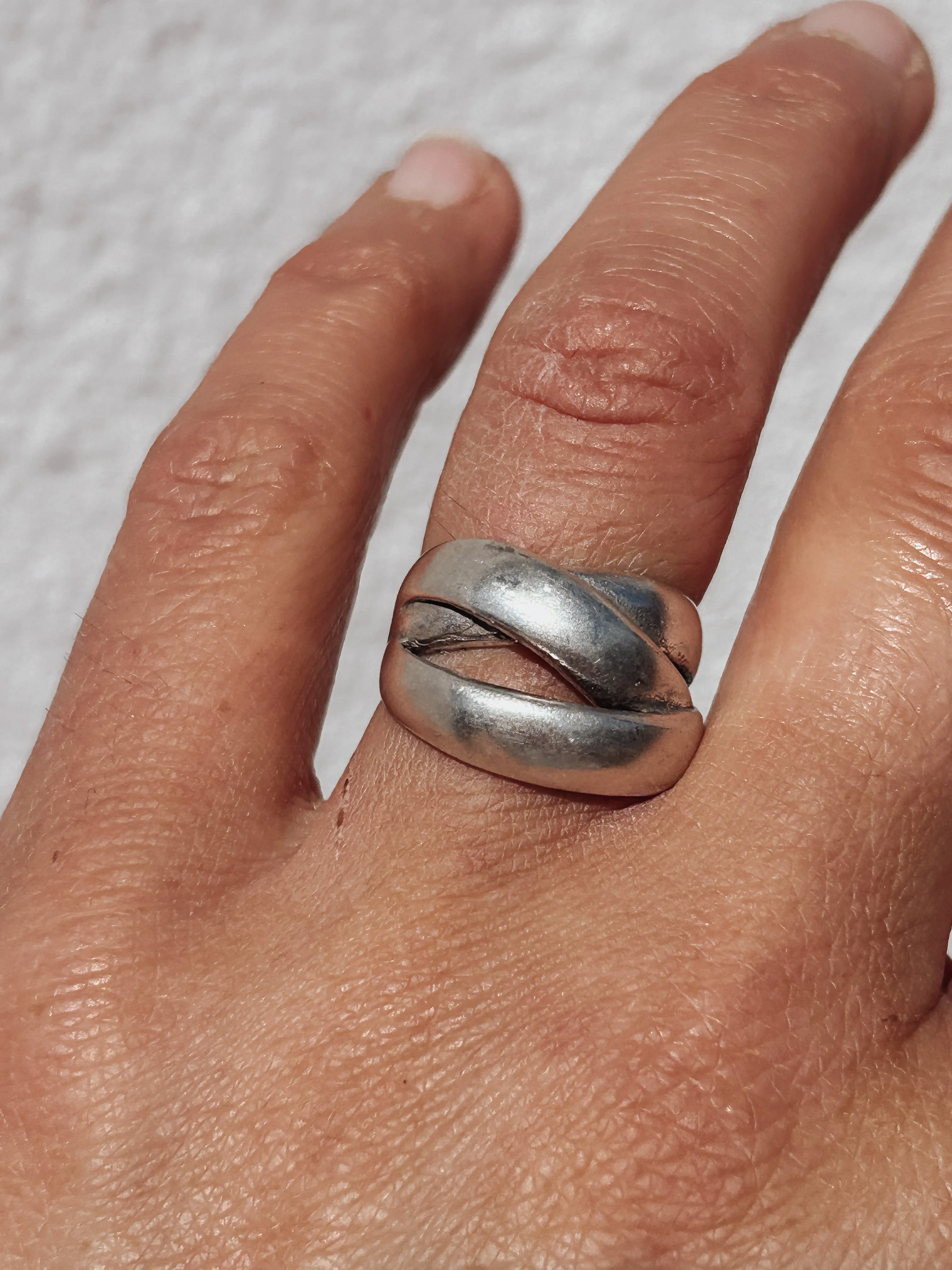 Overlapping Bands Adjustable Ring