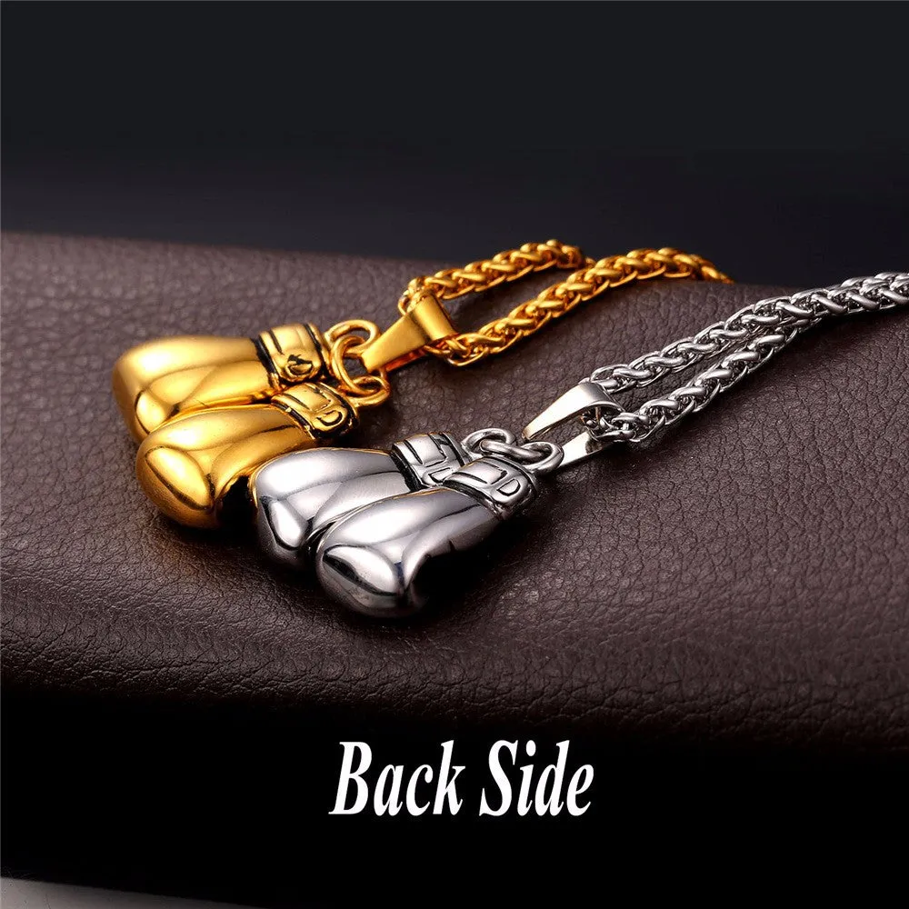 Pair Boxing Glove Charm Men Necklace