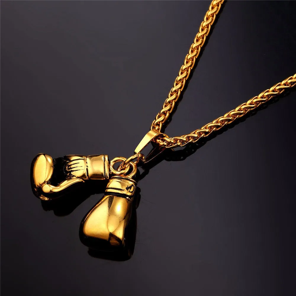 Pair Boxing Glove Charm Men Necklace