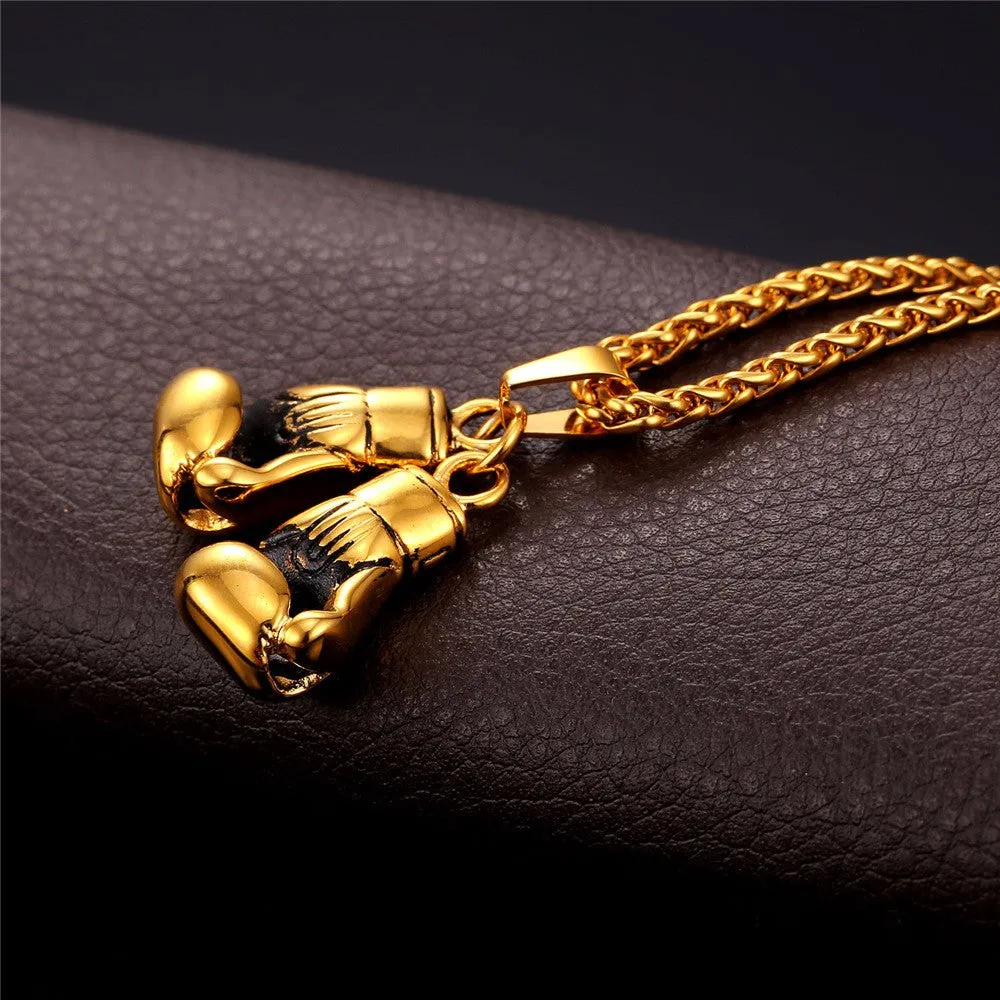 Pair Boxing Glove Charm Men Necklace