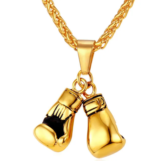 Pair Boxing Glove Charm Men Necklace