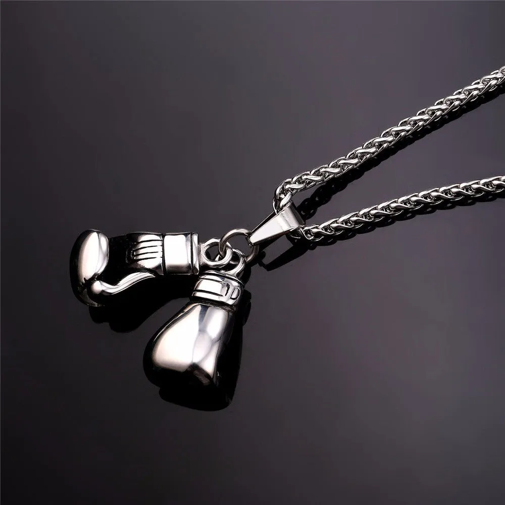 Pair Boxing Glove Charm Men Necklace