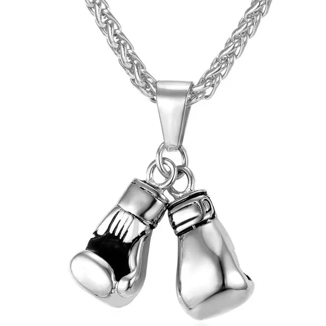 Pair Boxing Glove Charm Men Necklace