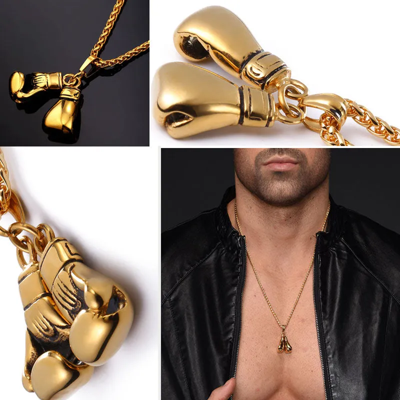 Pair Boxing Glove Charm Men Necklace
