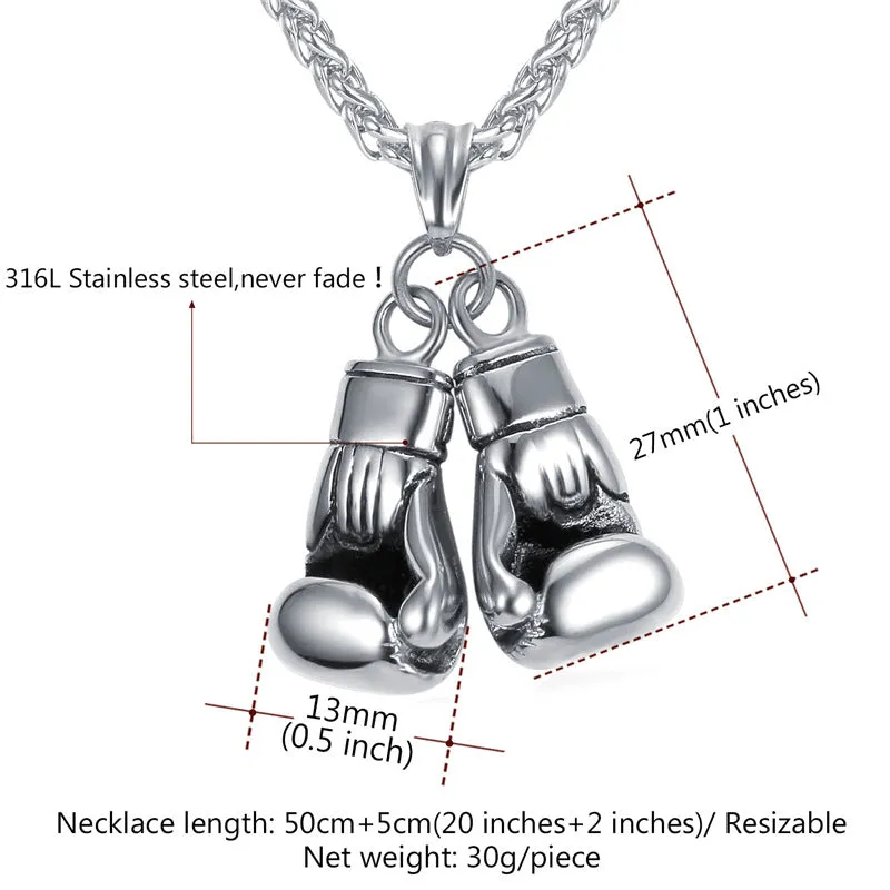 Pair Boxing Glove Charm Men Necklace