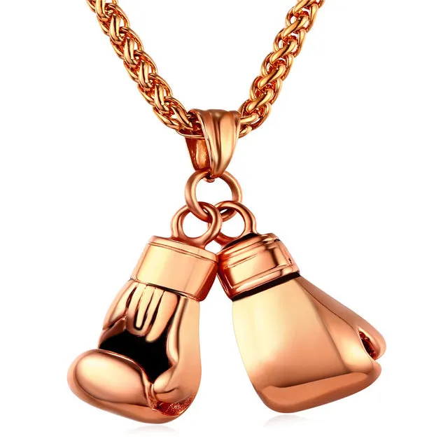Pair Boxing Glove Charm Men Necklace