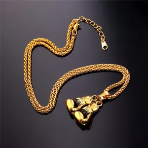 Pair Boxing Glove Charm Men Necklace