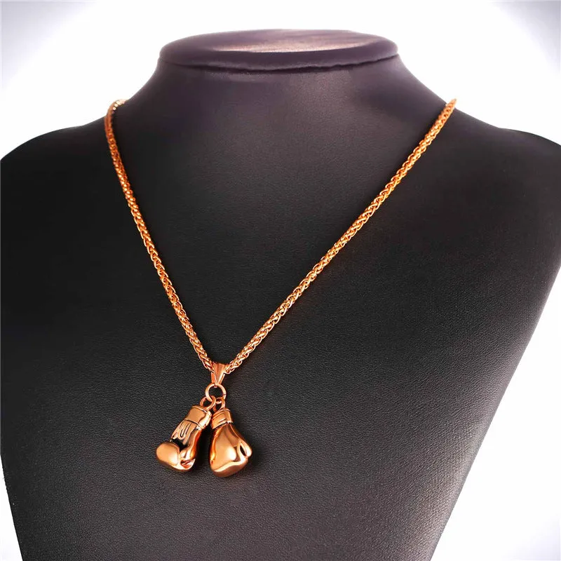 Pair Boxing Glove Charm Men Necklace