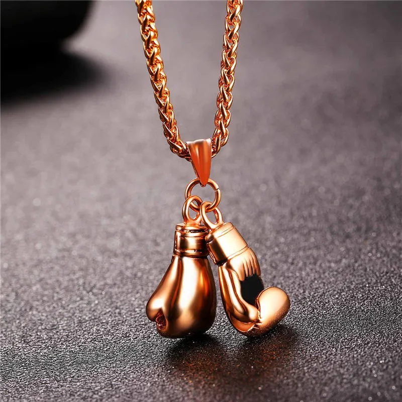 Pair Boxing Glove Charm Men Necklace