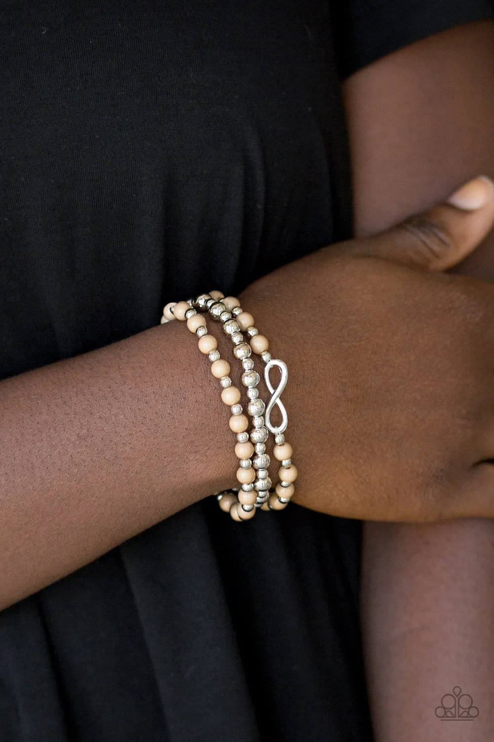 Paparazzi Immeasurably Infinite Brown Stretch Bracelet - P9WH-BNXX-079XX