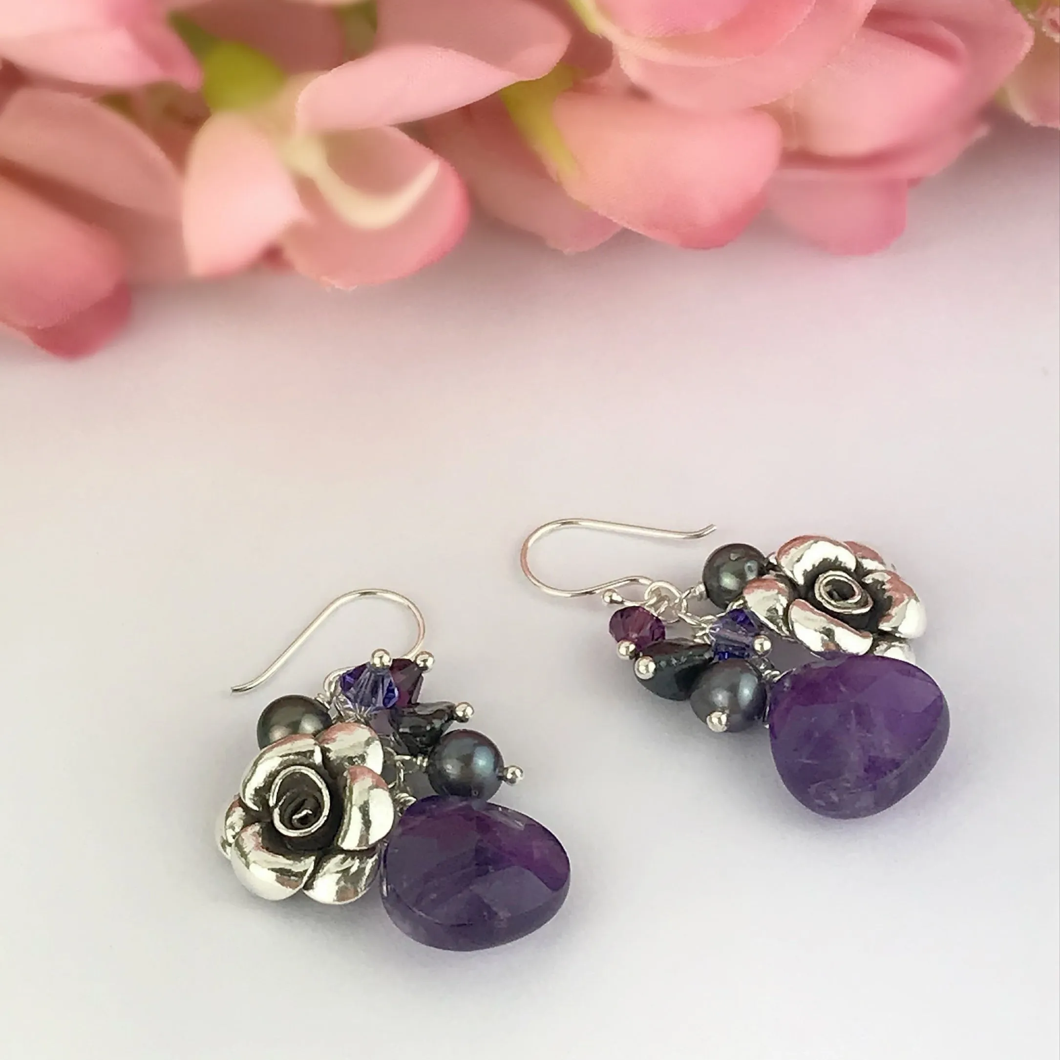 Paradise Rose Earrings (Purple) - VE536
