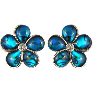 Paua Flower Diamante Stud Earrings