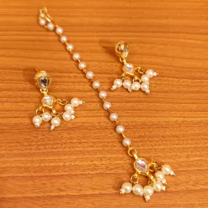 PEARK KUNDAN POLKI EARRINGS & TIKKA