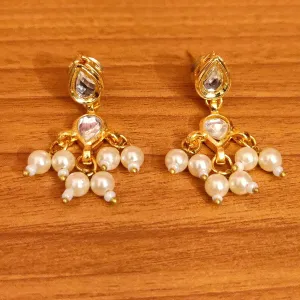 PEARL PEAR SHAPED KUNDAN POLKI EARRINGS
