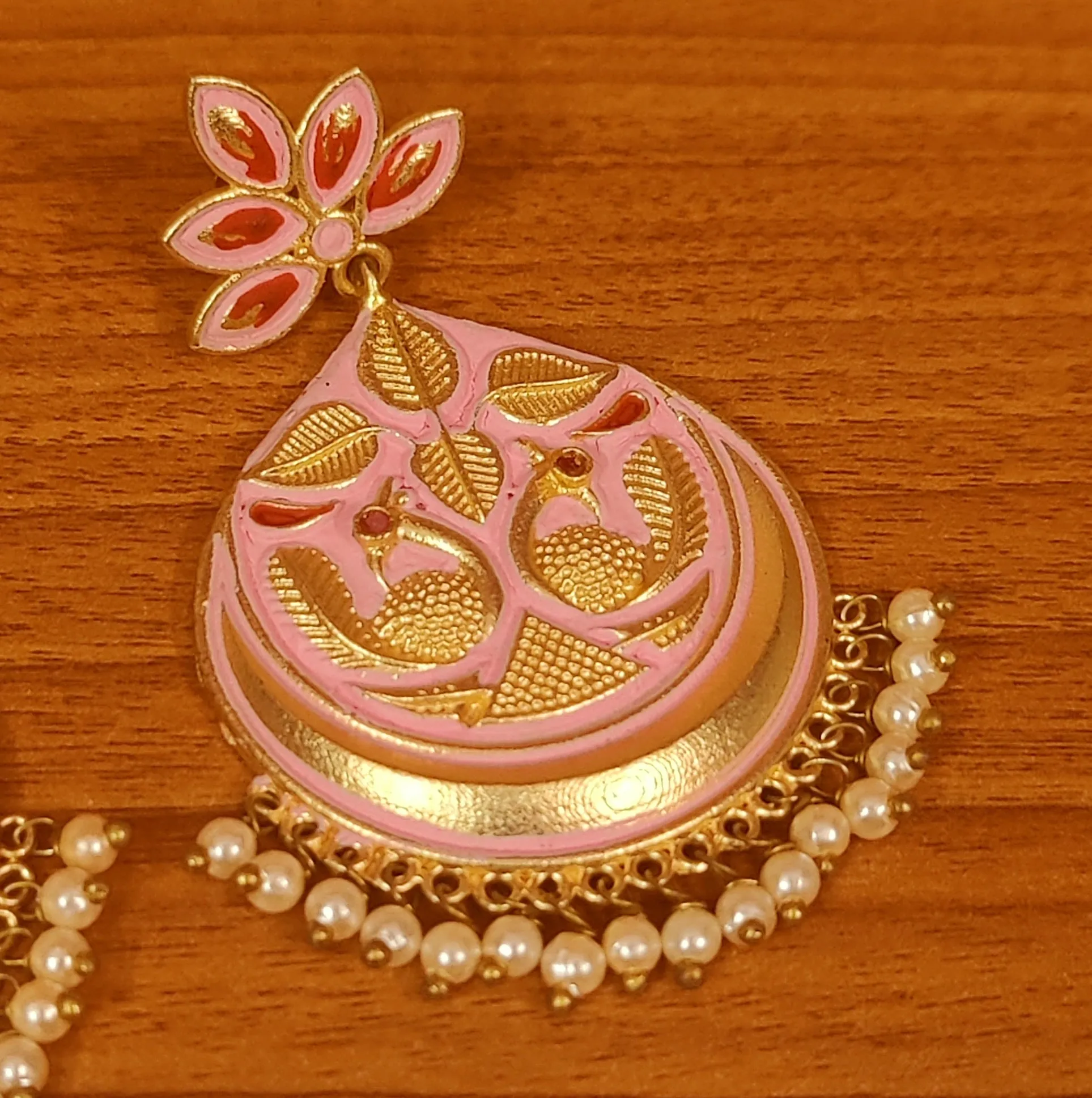 PINK MEENAKARI MATT FINISH CHAANDBAALI