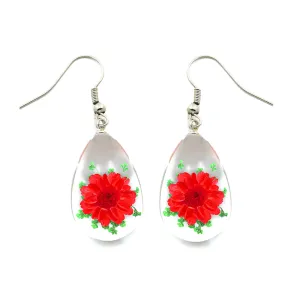 Pins & Bones Flower Earrings with hooks, Genuine Real Flowers