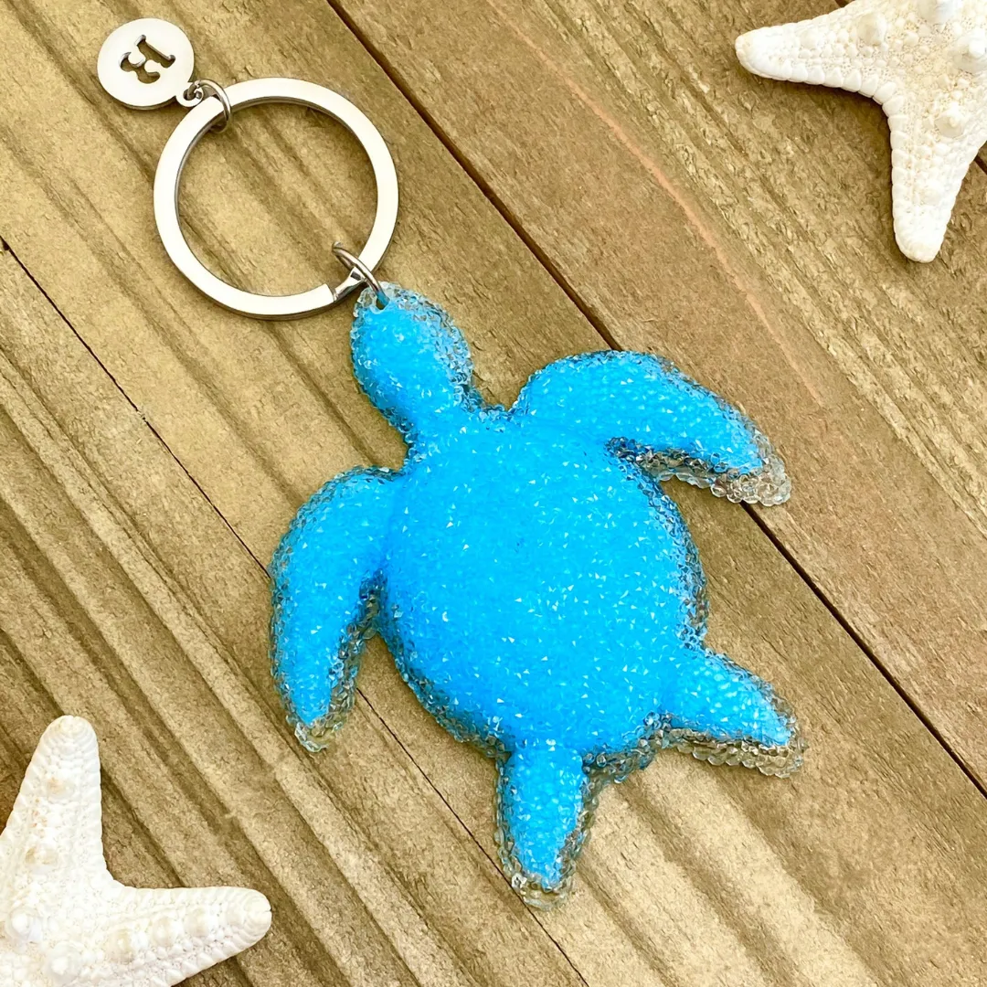 Playful Sea Turtle Keychain