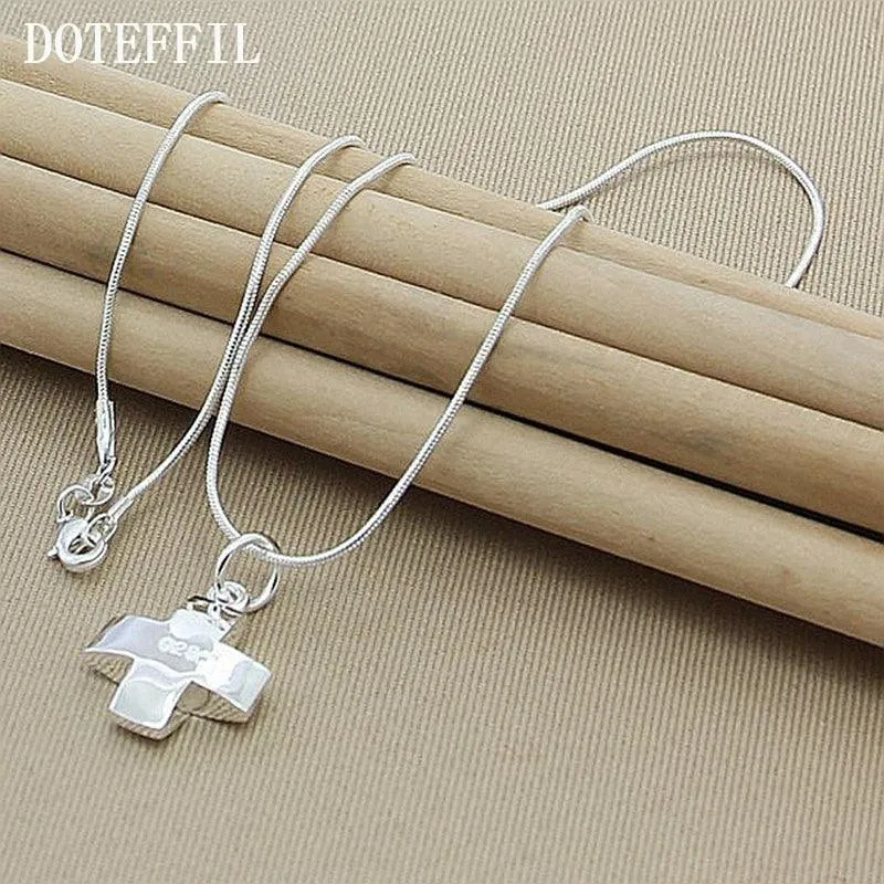 POPULAR Sterling Silver Cross Pendant Necklace with Snake Chain For Women - Religious Jewellery