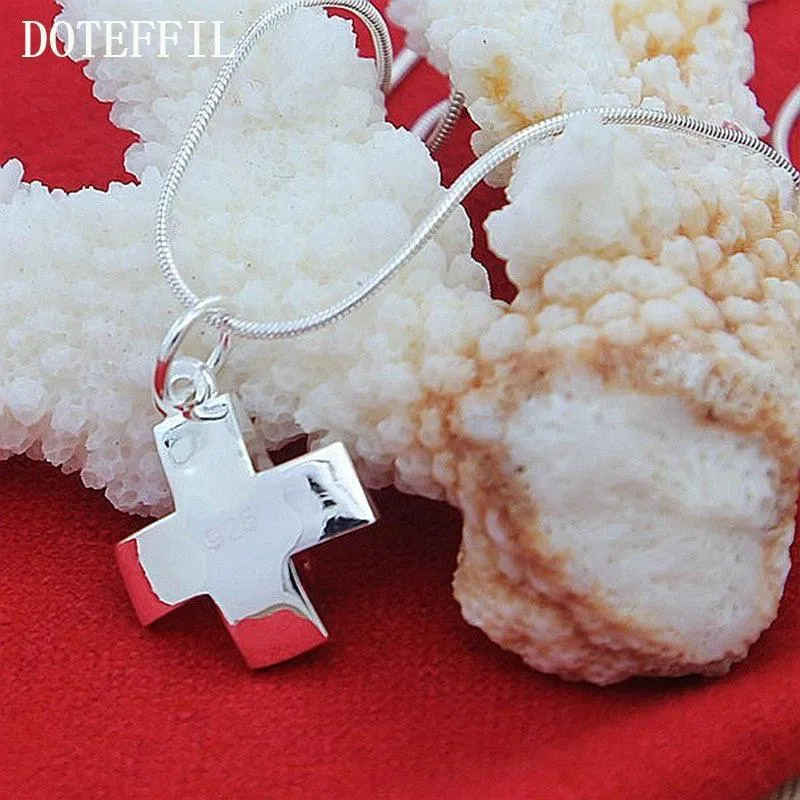 POPULAR Sterling Silver Cross Pendant Necklace with Snake Chain For Women - Religious Jewellery