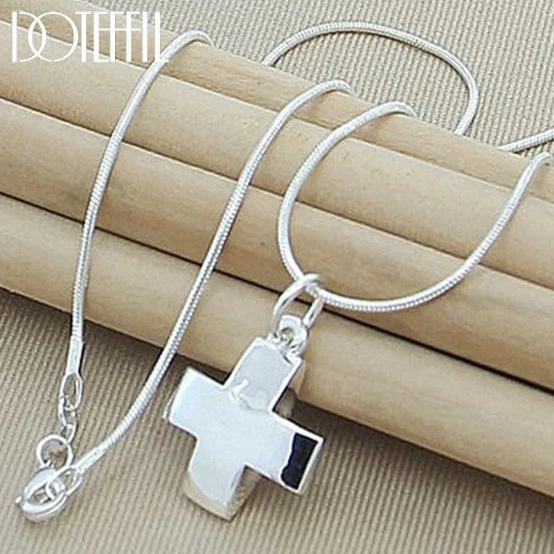 POPULAR Sterling Silver Cross Pendant Necklace with Snake Chain For Women - Religious Jewellery