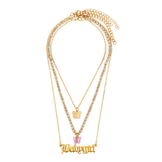 Portrait PistolPendant - Necklaces For Women Punk Heart Leaf Crystal Choker Necklace Jewelry Party Gift