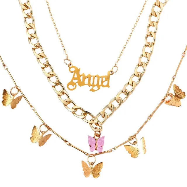 Portrait PistolPendant - Necklaces For Women Punk Heart Leaf Crystal Choker Necklace Jewelry Party Gift