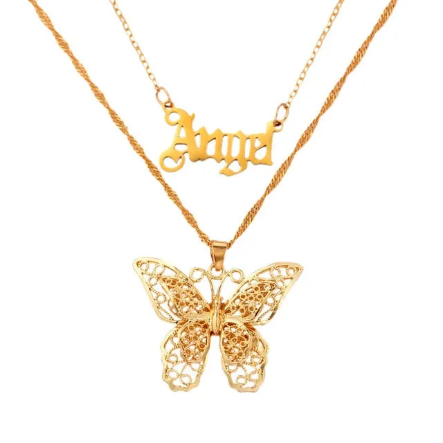 Portrait PistolPendant - Necklaces For Women Punk Heart Leaf Crystal Choker Necklace Jewelry Party Gift