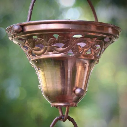 PProfessional Floral Bell Cup Rain Chain Decorative Copper Downspout Alternative Garden Art