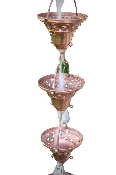PProfessional Floral Bell Cup Rain Chain Decorative Copper Downspout Alternative Garden Art