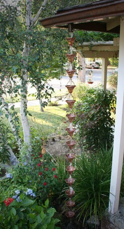 PProfessional Floral Bell Cup Rain Chain Decorative Copper Downspout Alternative Garden Art