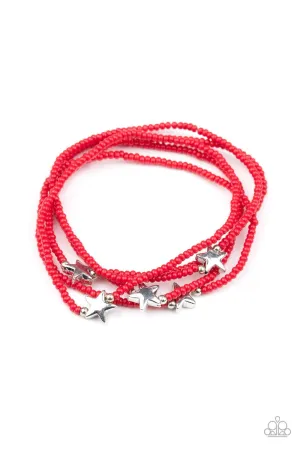Pretty Patriotic - Red Bracelet-Paparazzi