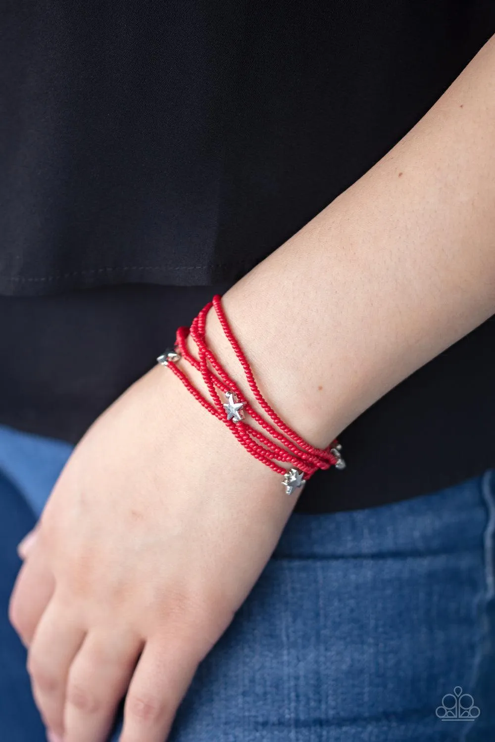 Pretty Patriotic - Red Bracelet-Paparazzi