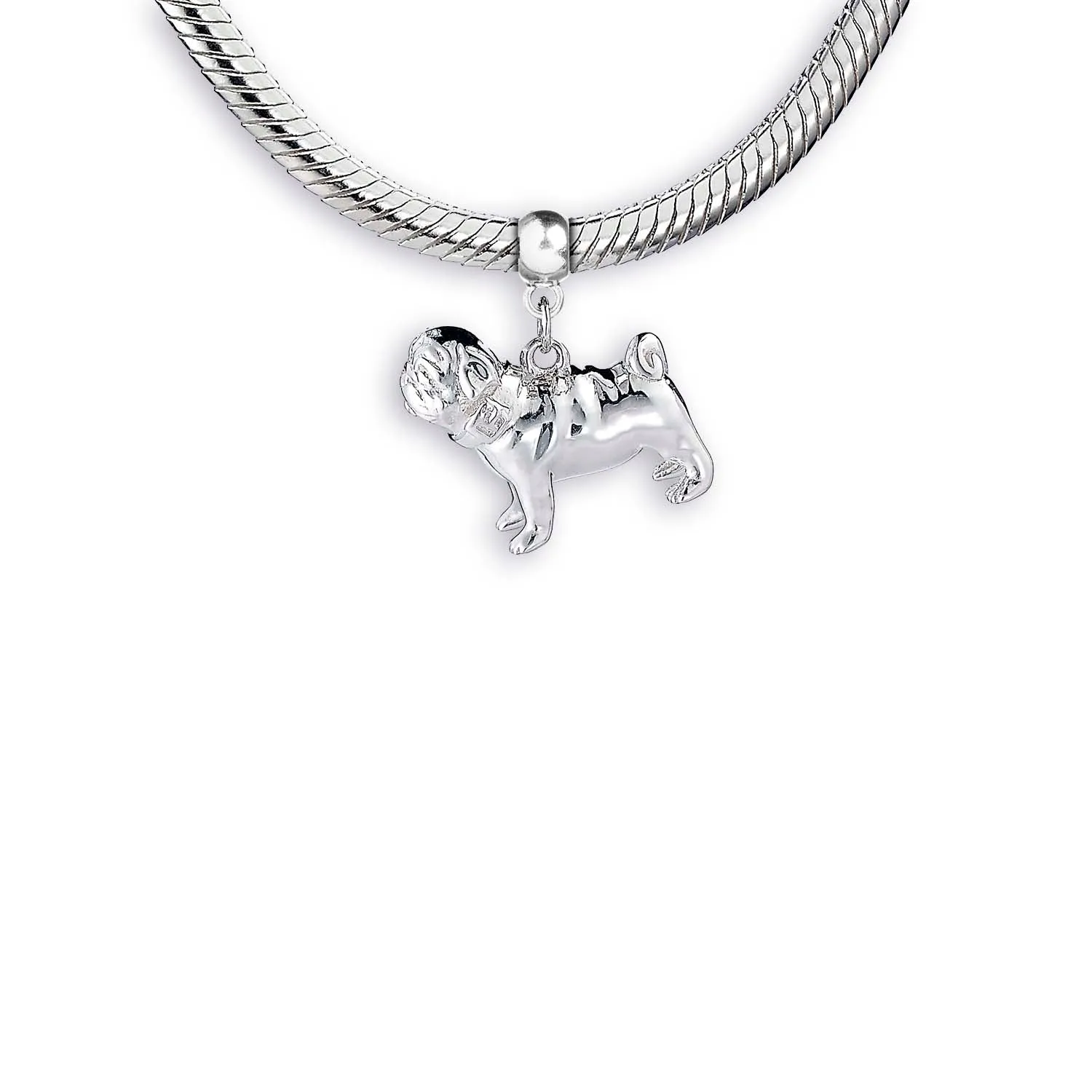 Pug Silver Charm