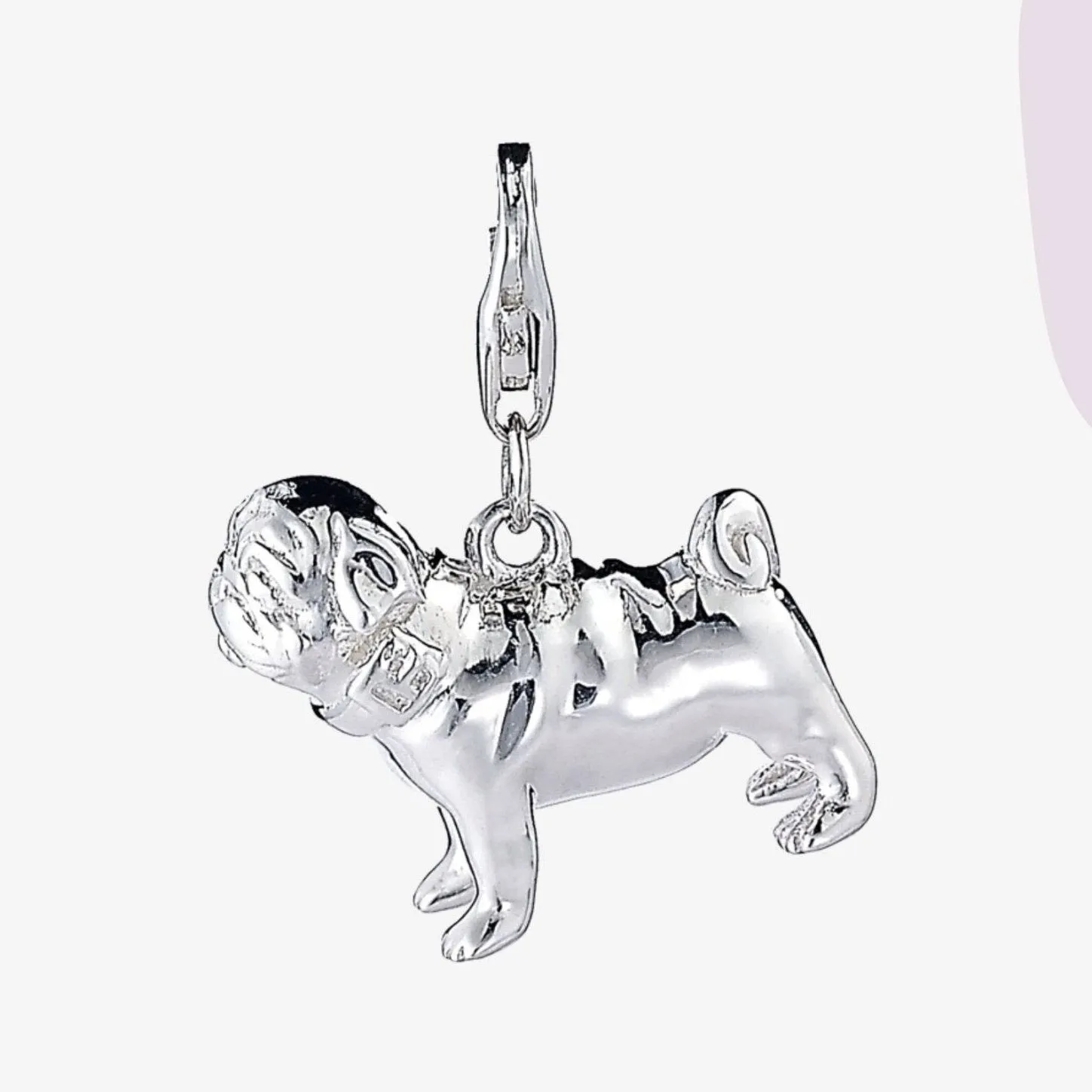 Pug Silver Charm