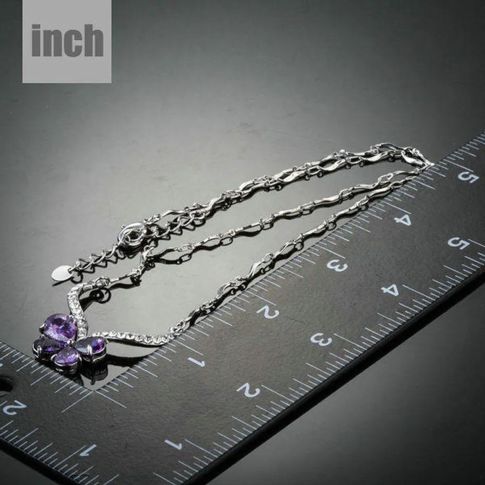 Purple Cubic Zirconia Butterfly Necklace KPN0144