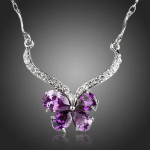 Purple Cubic Zirconia Butterfly Necklace KPN0144