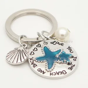 " I Love You To The Beach And Back" Beach Keychain & Necklace