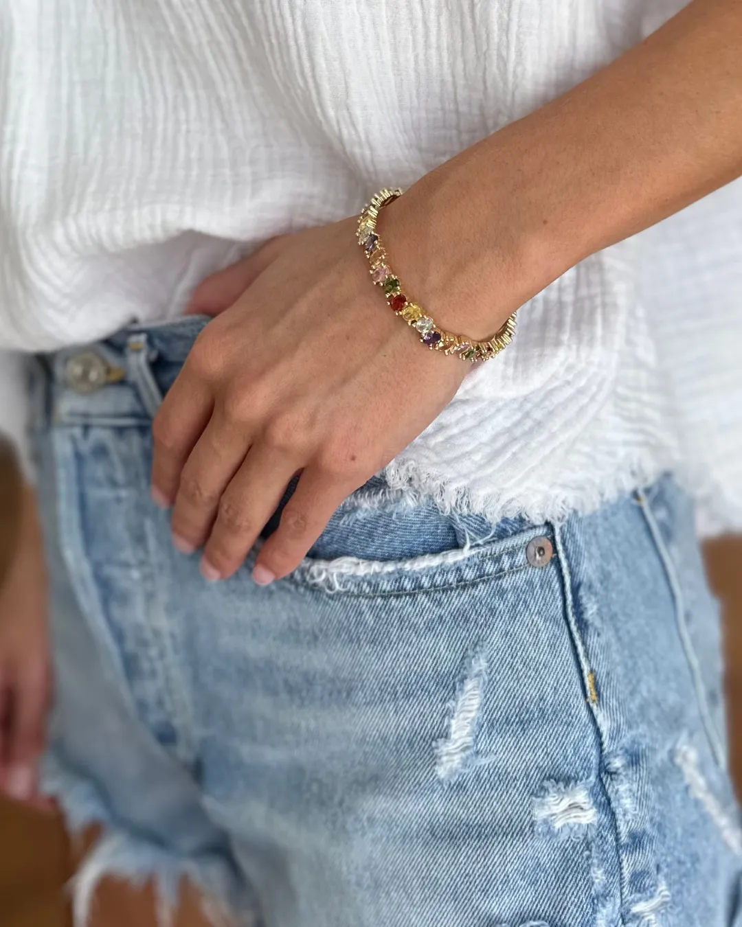 Rainbow Diamond Bangle