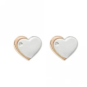 Recycled Silver & Rose Gold Plated Heart Stud Earrings E6159
