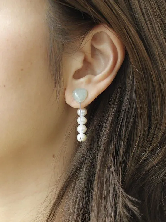 Reversible ear clip aventurine x white circle
